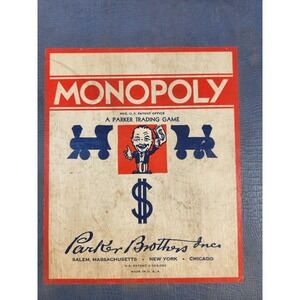 1930s Parker Brothers Monopoly Board Game Board Only